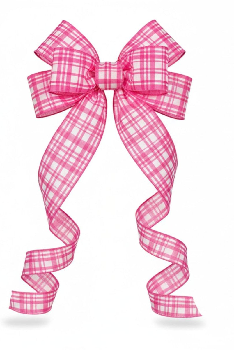 Shop For 4in Tuttola Watercolor Plaid Ribbon: Pink (10 Yards)