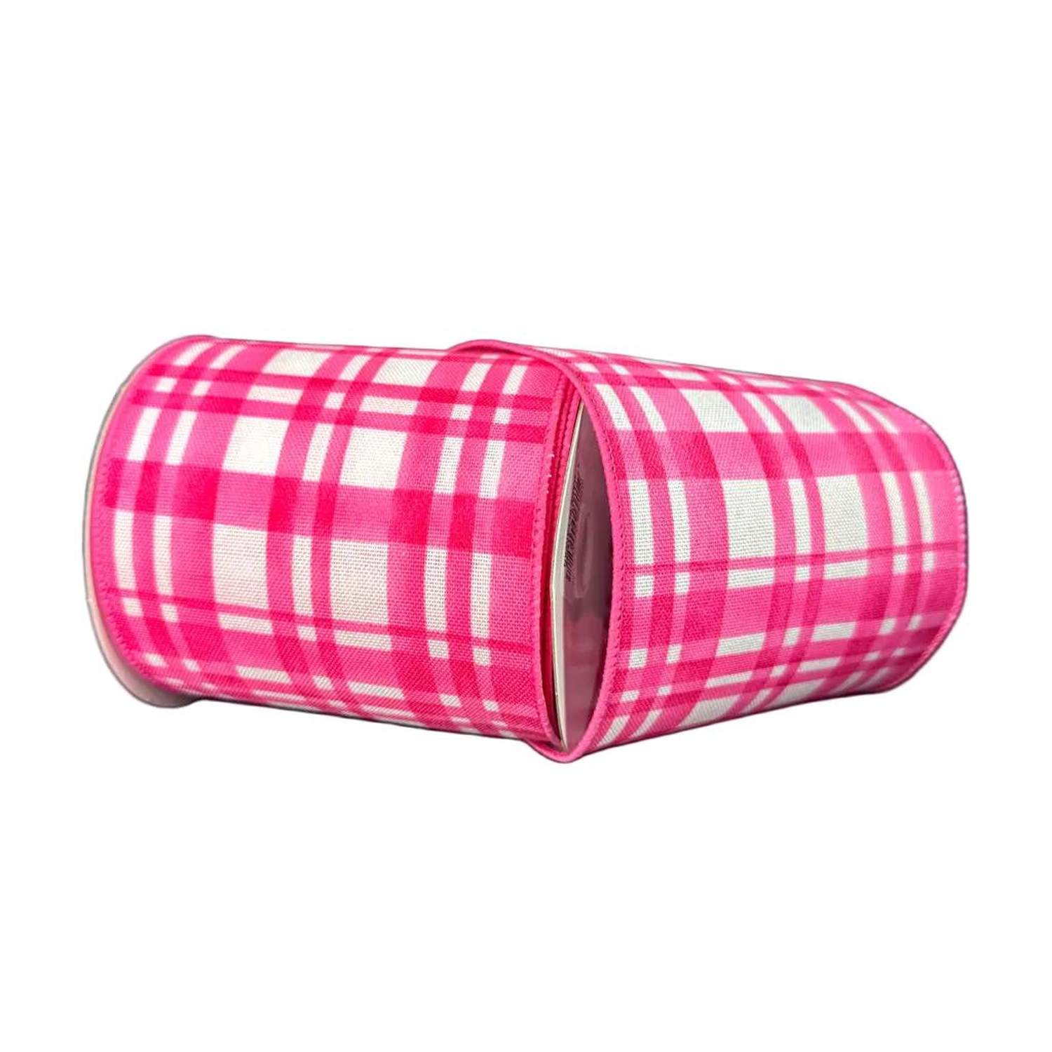 Shop For 4in Tuttola Watercolor Plaid Ribbon: Pink (10 Yards)