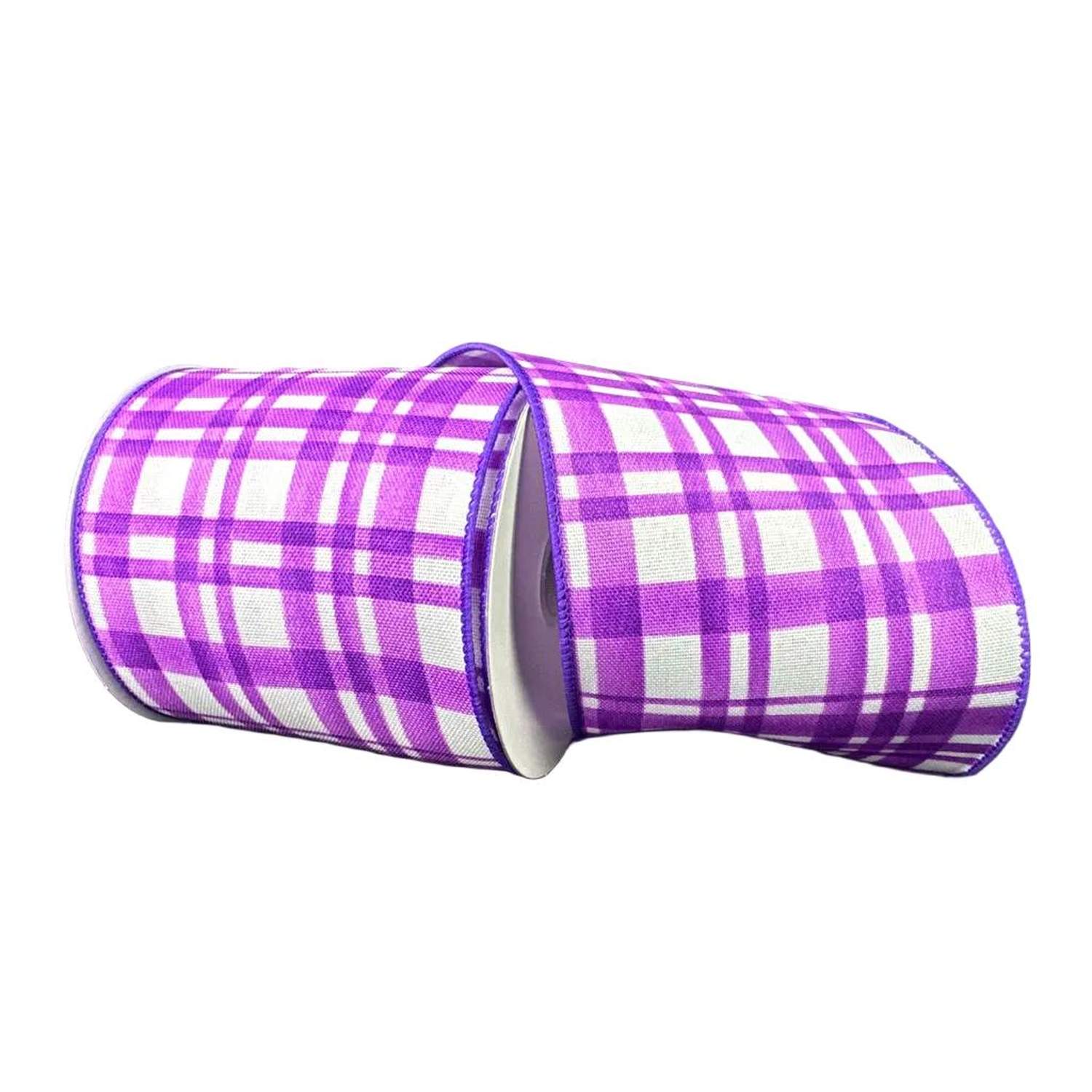 Shop For 4in Tuttola Watercolor Plaid Ribbon: Purple (10 Yards)