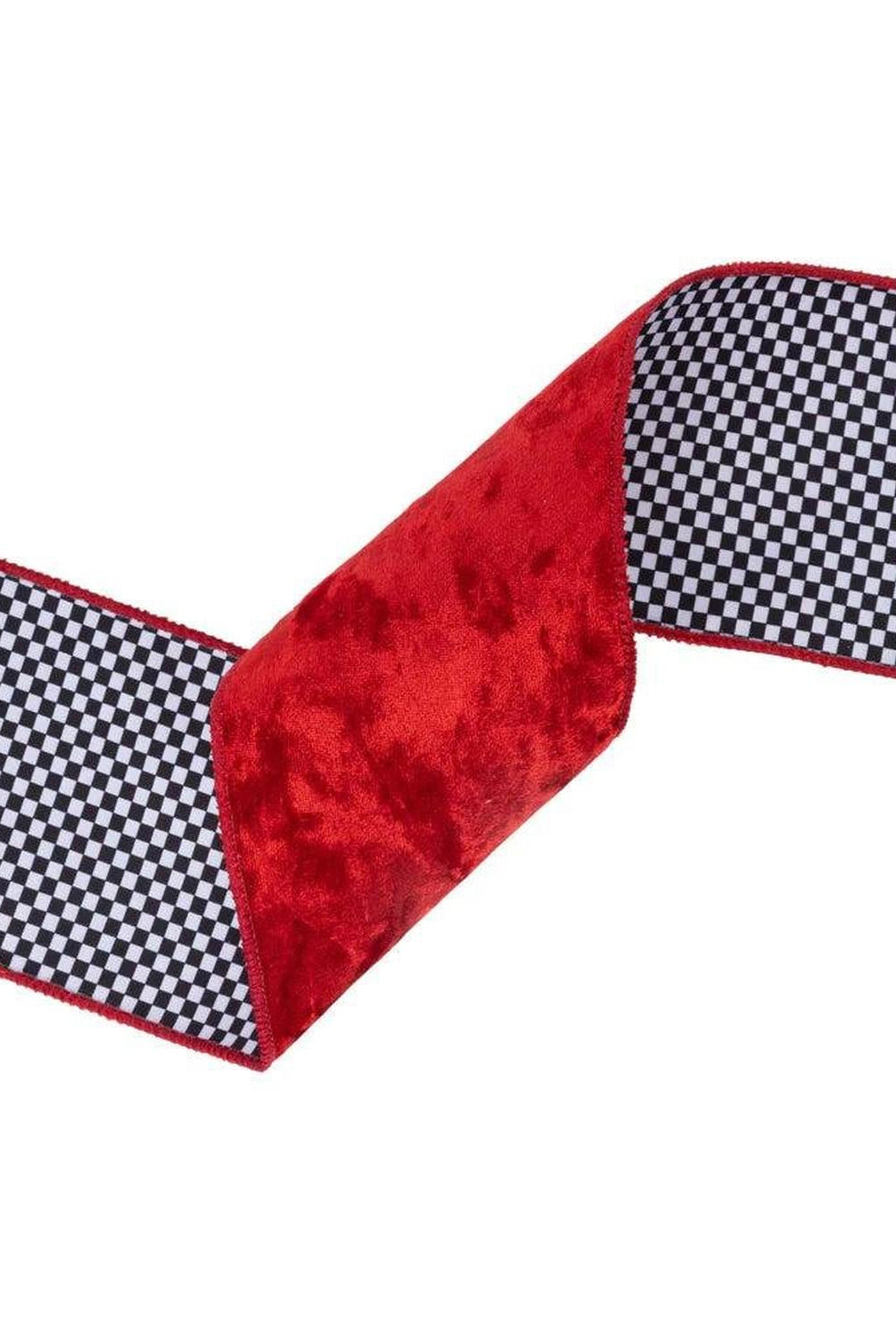 Shop For 4in Velvet Checked Back Ribbon: Red (10 Yards)