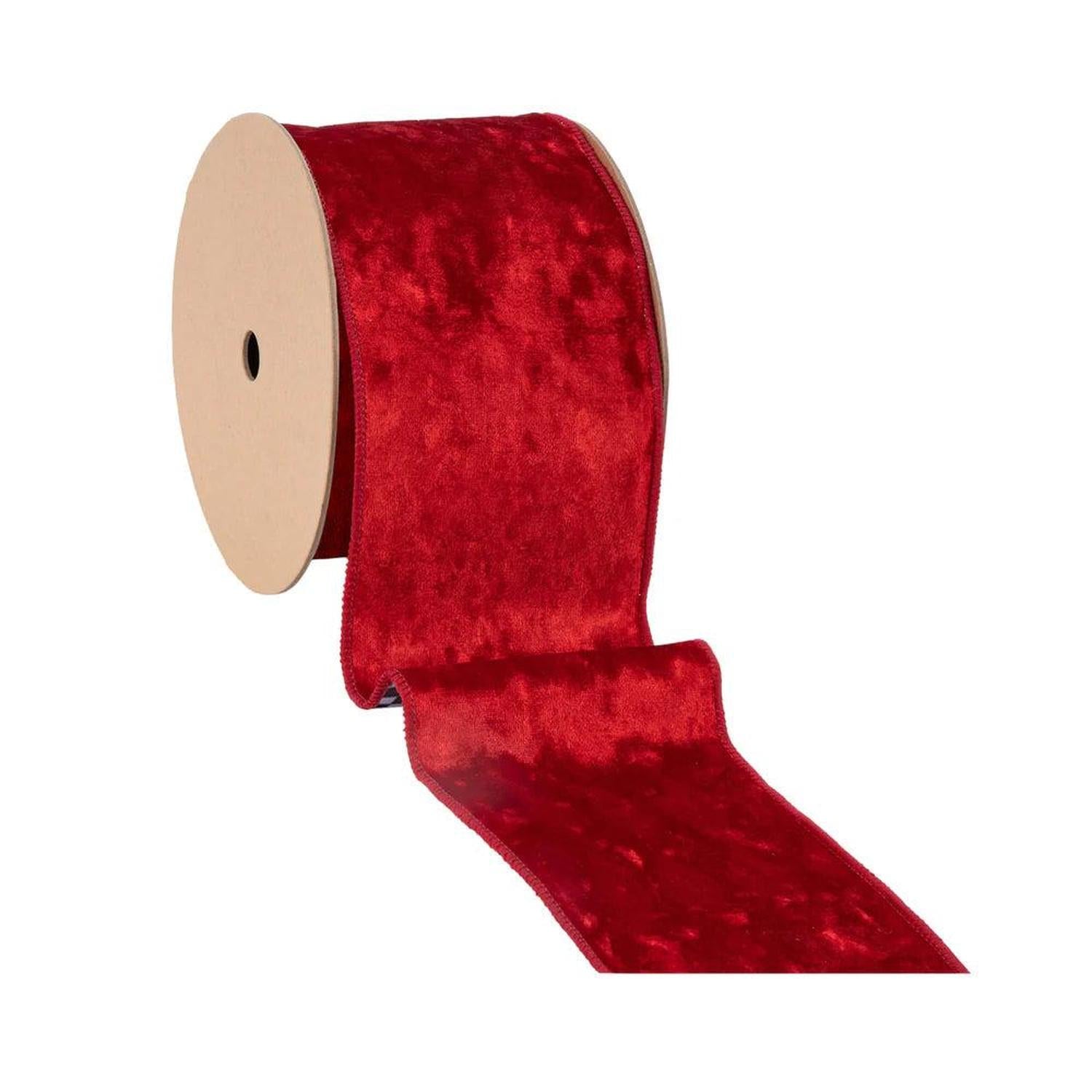Shop For 4in Velvet Checked Back Ribbon: Red (10 Yards)