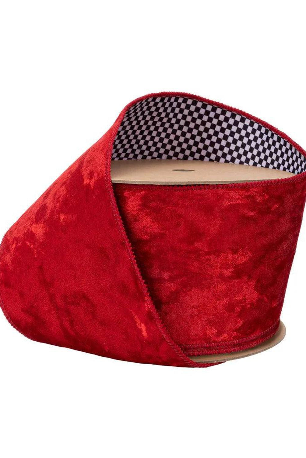 Shop For 4in Velvet Checked Back Ribbon: Red (10 Yards)