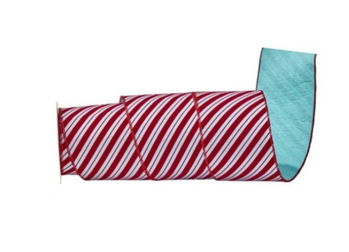 Shop For 4in Velvet Peppermint Ice Blue Backing Ribbon (5 Yards)