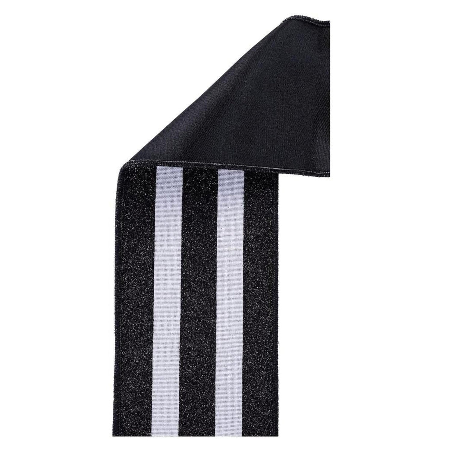 4in Vertical Glitter Stripe Ribbon: Black (10 Yard)