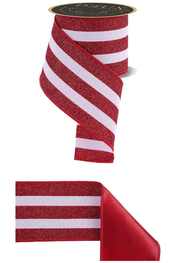 Shop For 4in Vertical Glitter Stripe Ribbon: Red (10 Yard)