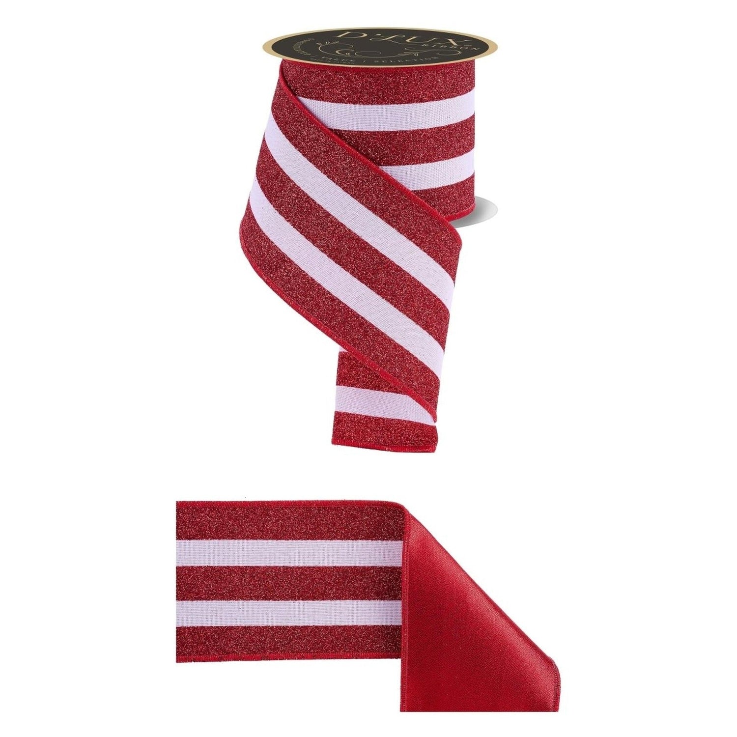 4in Vertical Glitter Stripe Ribbon: Red (10 Yard)