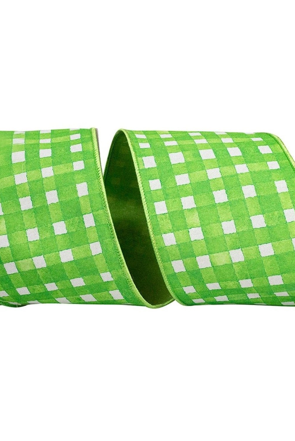 Shop For 4in Watercolor Check Dupioni Ribbon: Green (10 Yards)