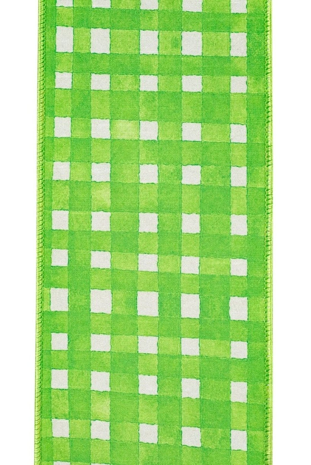 Shop For 4in Watercolor Check Dupioni Ribbon: Green (10 Yards)