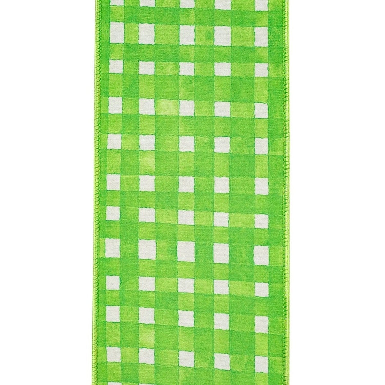 Shop For 4in Watercolor Check Dupioni Ribbon: Green (10 Yards)