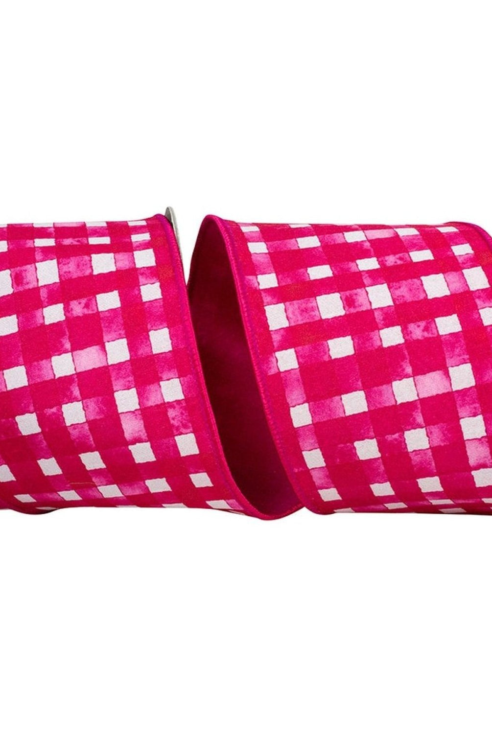 Shop For 4in Watercolor Check Dupioni Ribbon: Hot Pink (10 Yards)