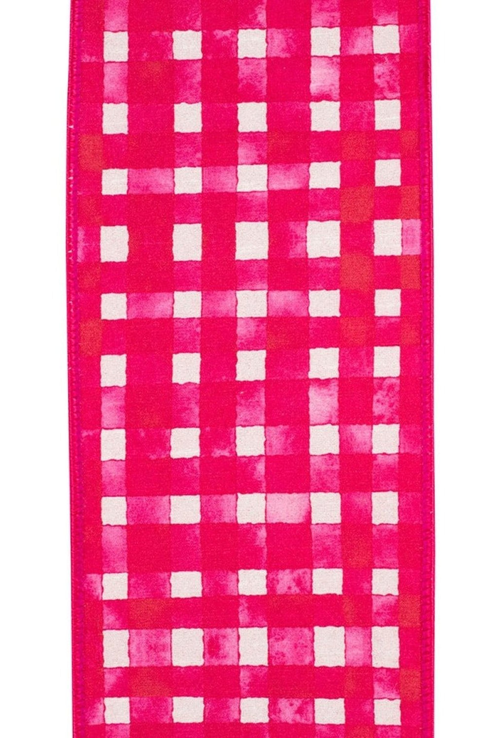 Shop For 4in Watercolor Check Dupioni Ribbon: Hot Pink (10 Yards)