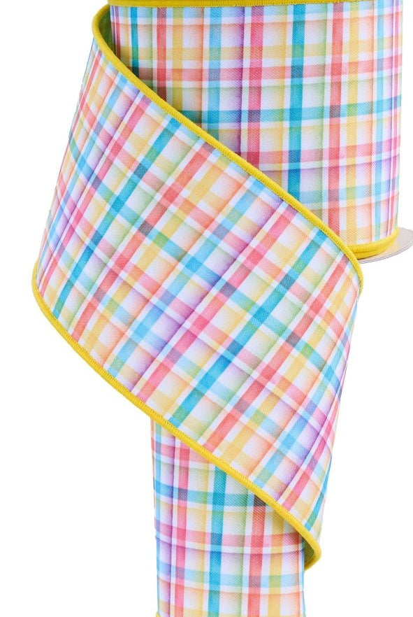 Shop For 4in Watercolor Plaid Fused Ribbon: Multi (10 Yards)