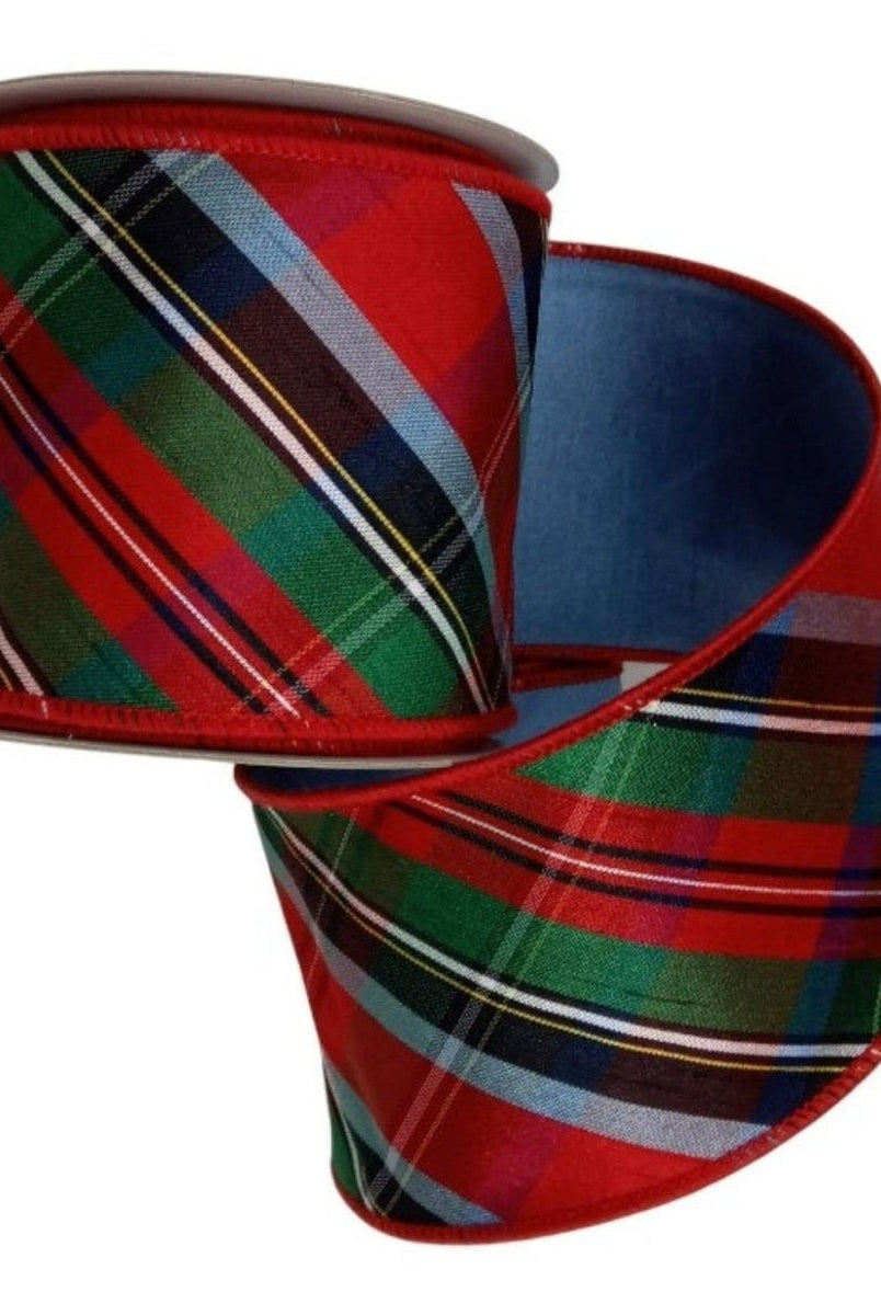 Shop For 4in Woven Plaid Ribbon: Multi (10 Yards)