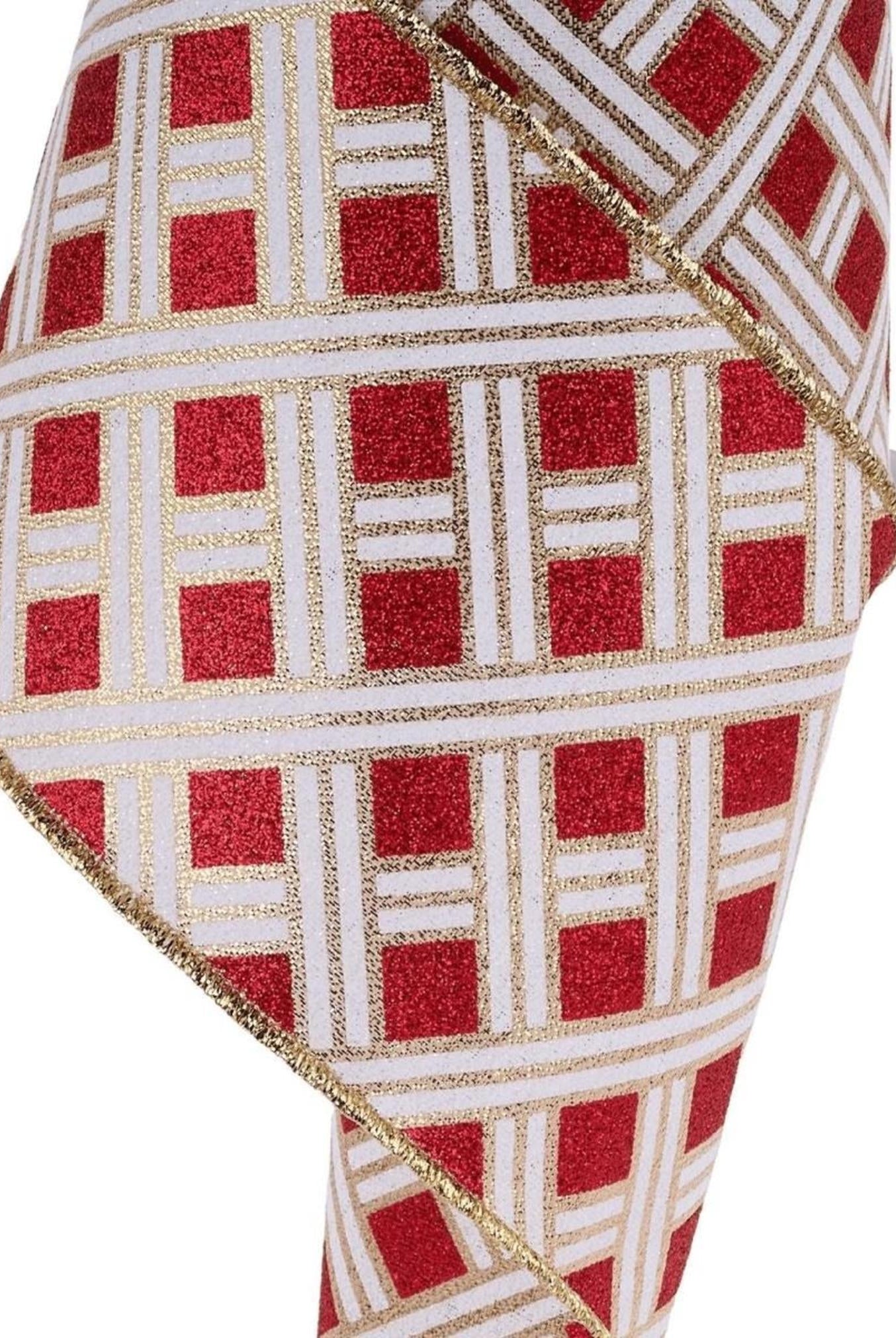 4in Woven Stripes Ribbon: Red (10 Yards)