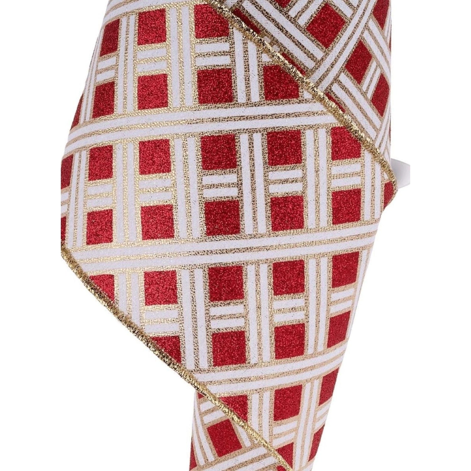 4in Woven Stripes Ribbon: Red (10 Yards)