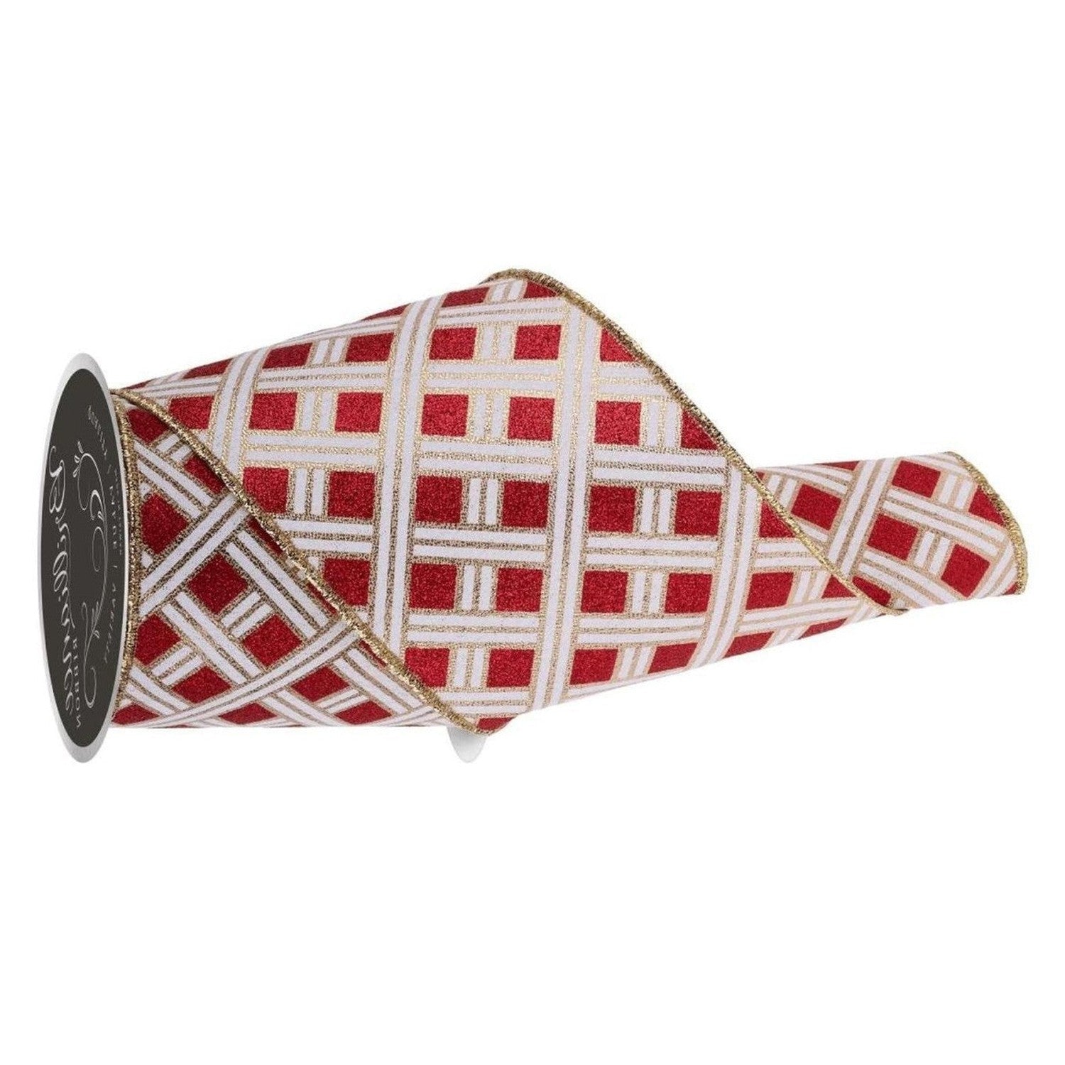 4in Woven Stripes Ribbon: Red (10 Yards)