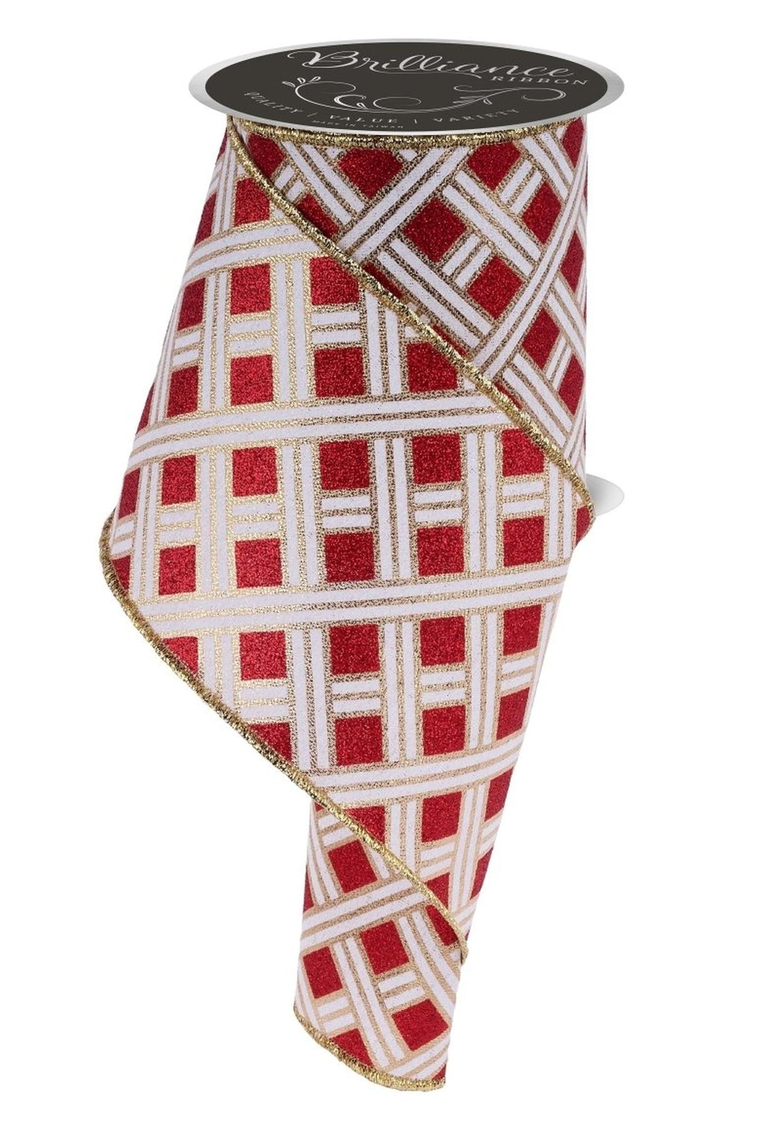 4in Woven Stripes Ribbon: Red (10 Yards)