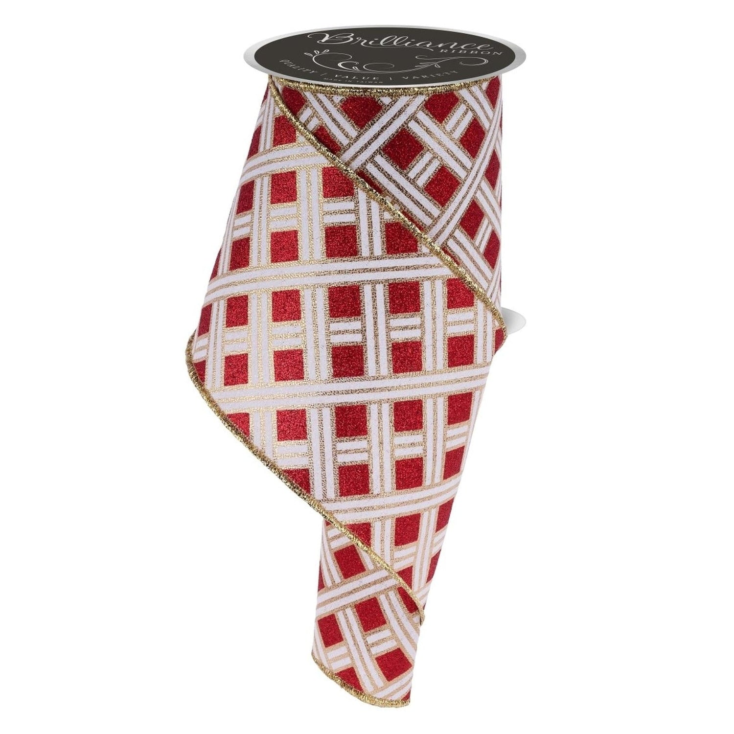 4in Woven Stripes Ribbon: Red (10 Yards)