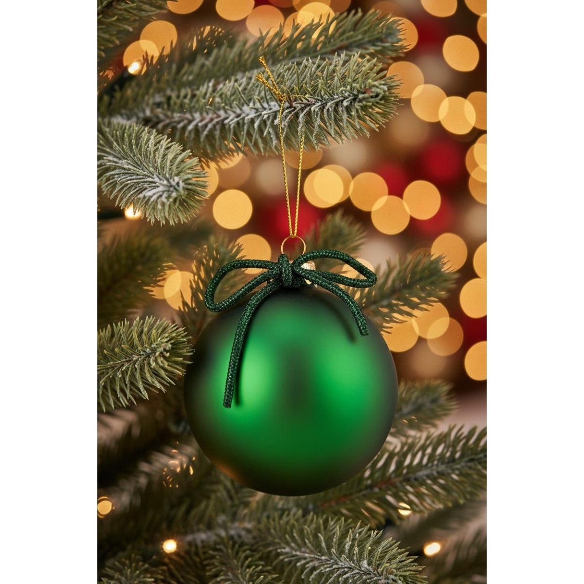 Shop For 4inch Green Matte Glass Ball with Bow Tie Ornament