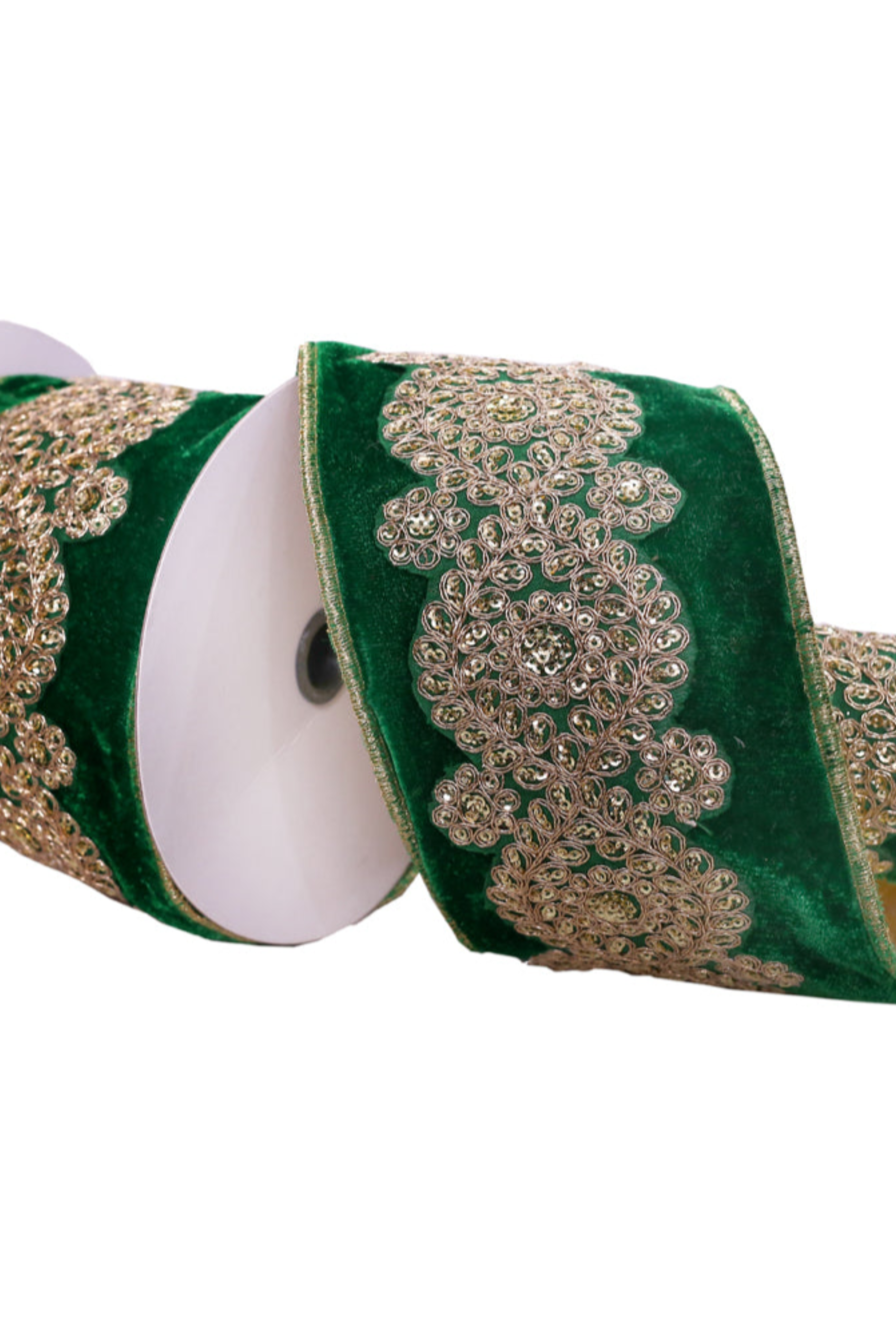 Shop For 4inch Light Gold Embroidery Ribbon: Emerald Green (5 Yards)