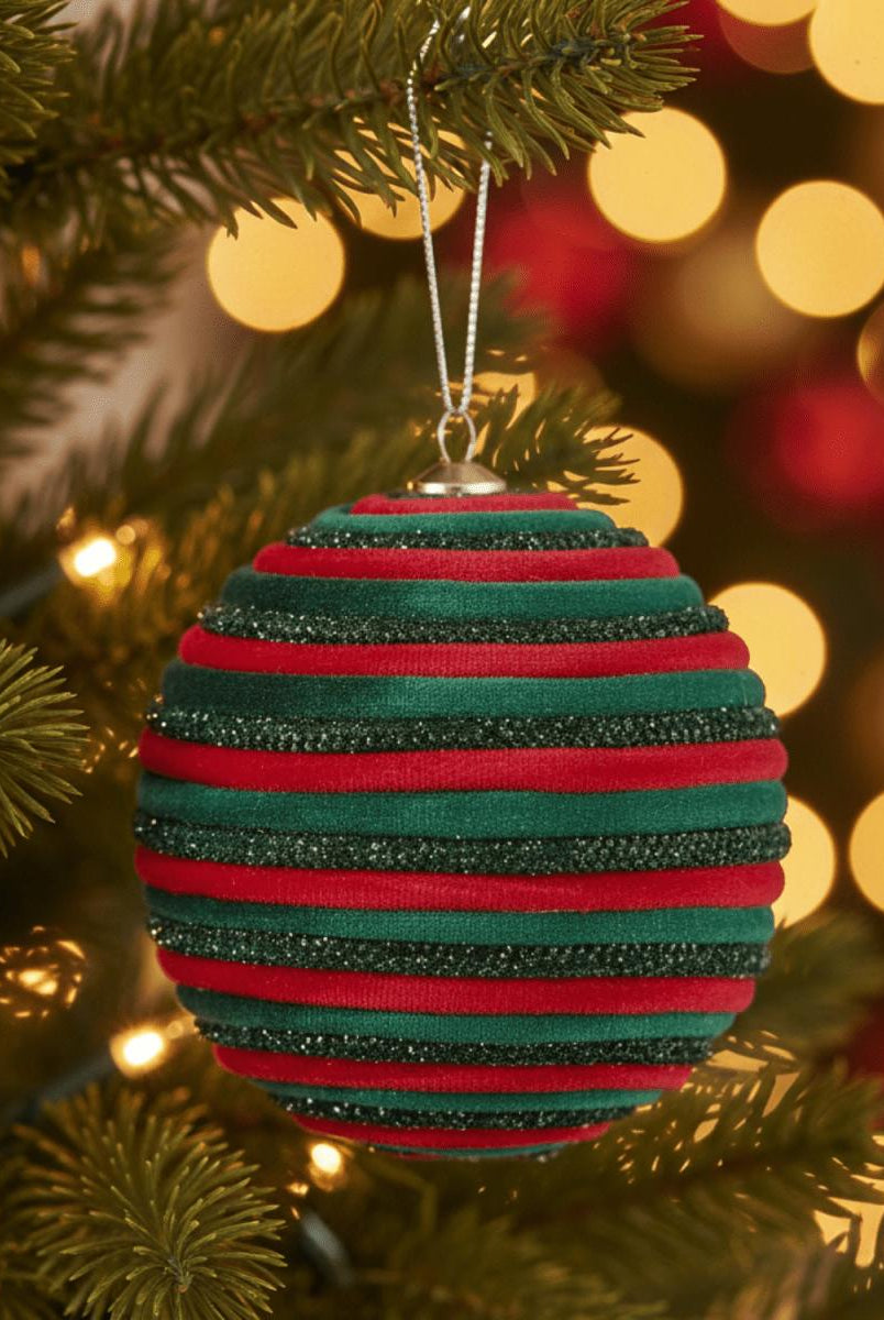 Shop For 4inch Velvet Jewel Braided Ornament Ball: Green
