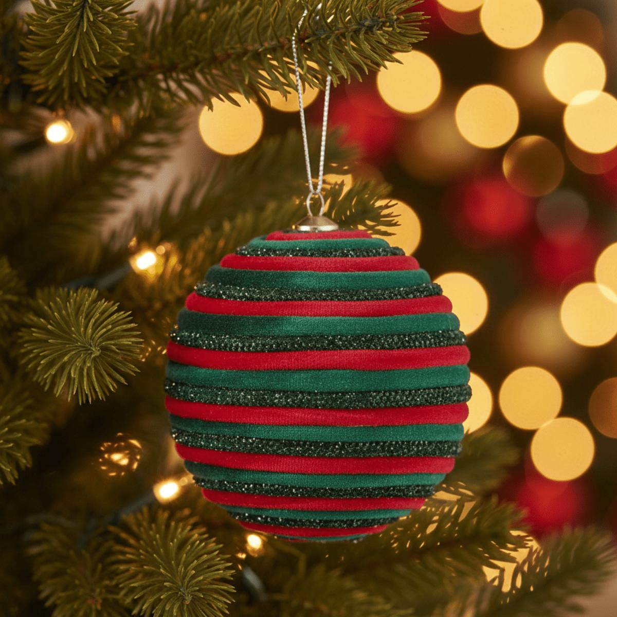 Shop For 4inch Velvet Jewel Braided Ornament Ball: Green