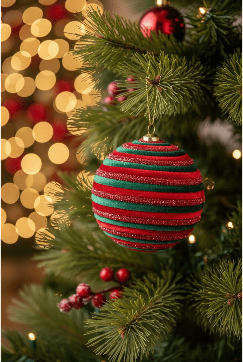 Shop For 4inch Velvet Jewel Braided Ornament Ball: Red