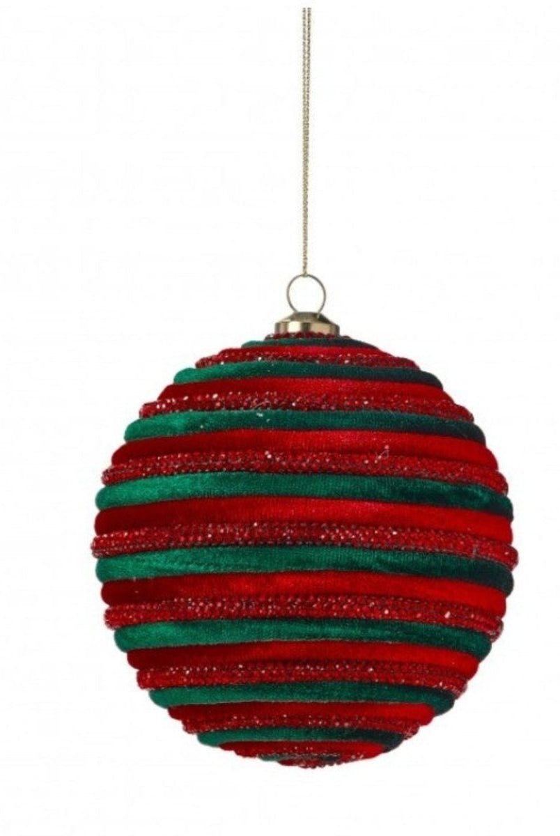 Shop For 4inch Velvet Jewel Braided Ornament Ball: Red