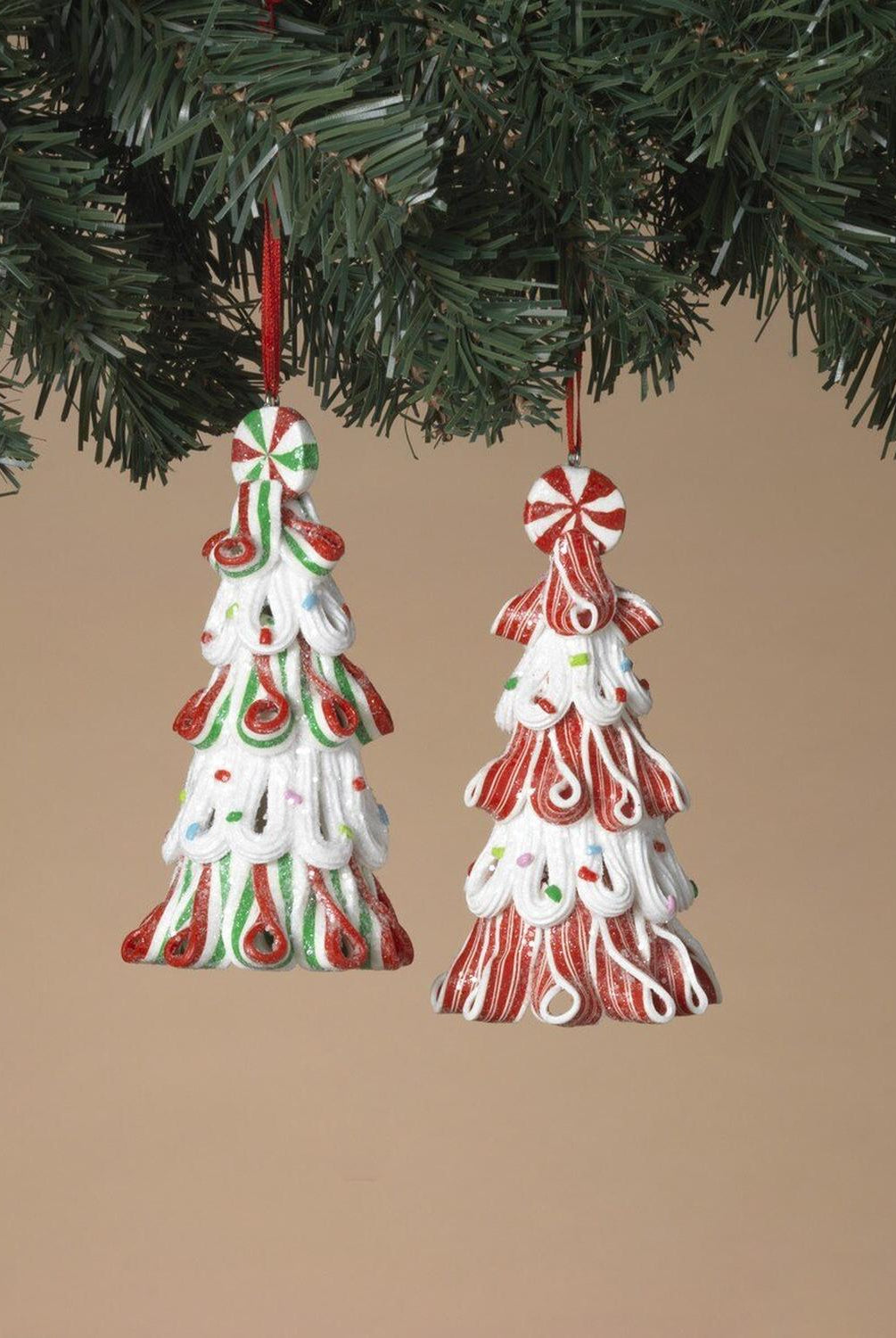 5" Clay Dough Holiday Candy Tree Ornament (Set of 2)