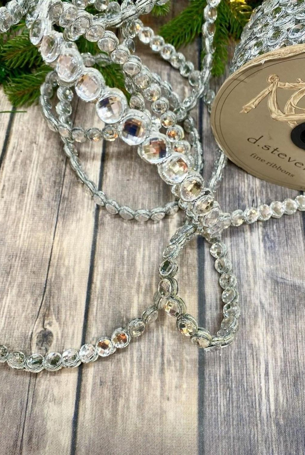 .5" Crown Jewel Garland Ribbon: Crystal (10 Yards)