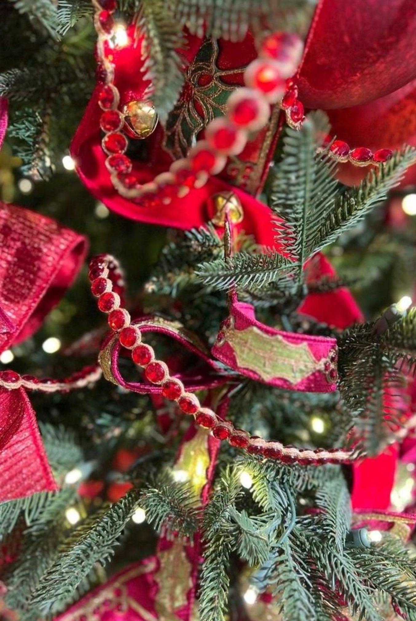 .5" Crown Jewel Garland Ribbon: Red (10 Yards)