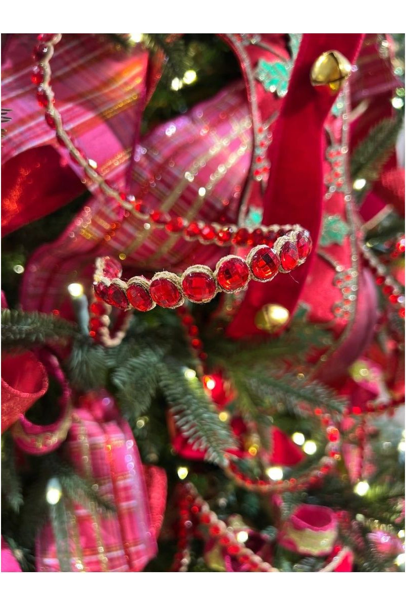 Shop For .5" Crown Jewel Garland Ribbon: Red (10 Yards) at Michelle's aDOORable Creations