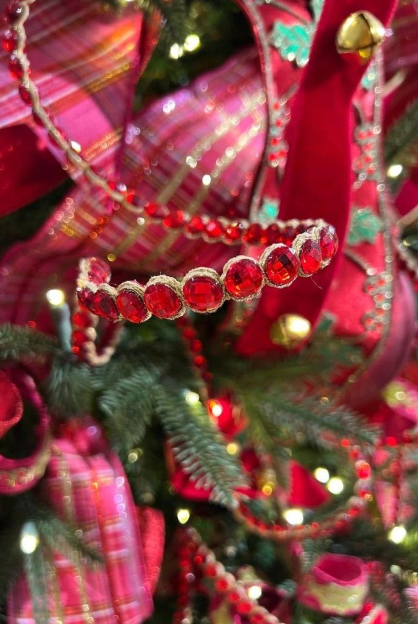 .5" Crown Jewel Garland Ribbon: Red (10 Yards)