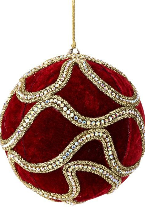 Shop For 5 inch Jewel Chain Velvet Ball Ornament: Red