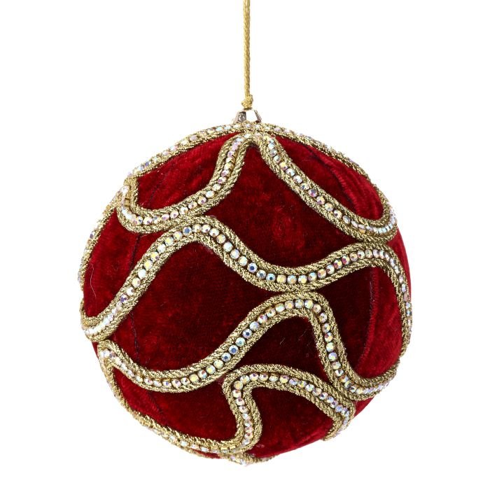 Shop For 5 inch Jewel Chain Velvet Ball Ornament: Red