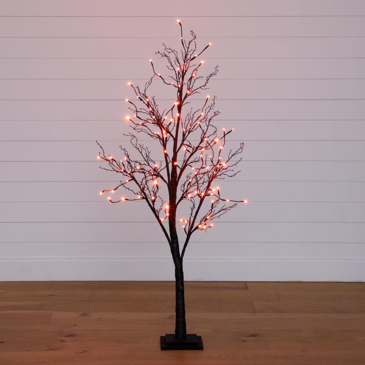 Shop For 5’ LED Halloween Deluxe Black Twig Artificial Tree