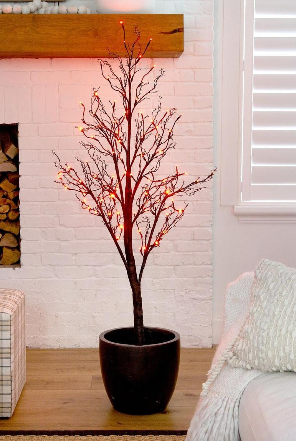 5’ LED Halloween Deluxe Black Twig Artificial Tree