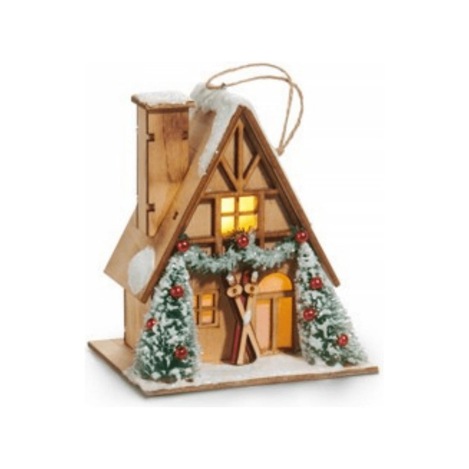 5" Lighted Lodge House Ornaments