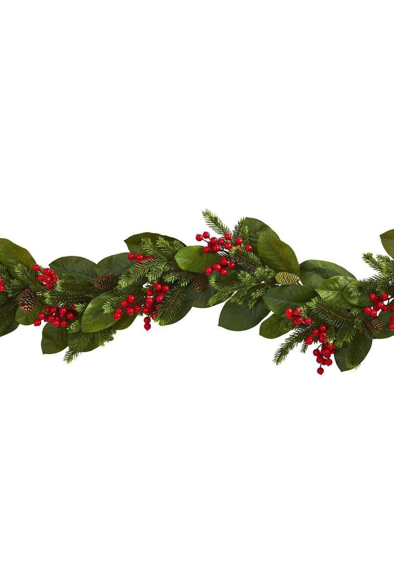Shop For 5’ Magnolia Berry Pine Artificial Garland