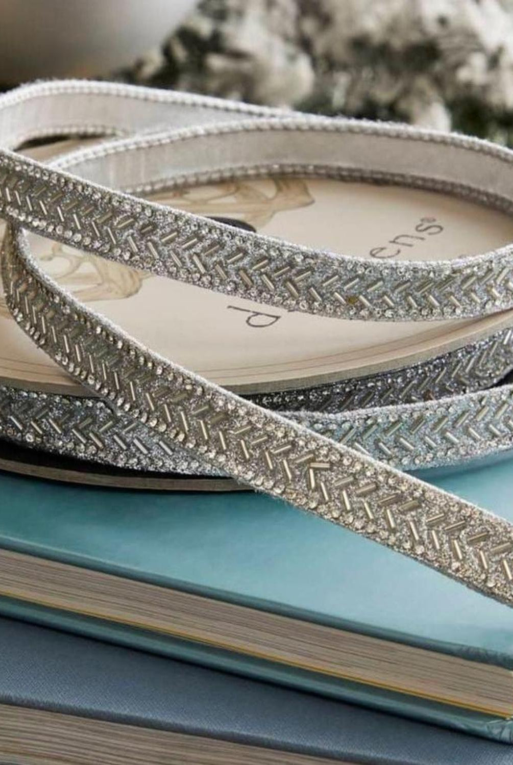 .5" Silver Bead Chevron Ribbon