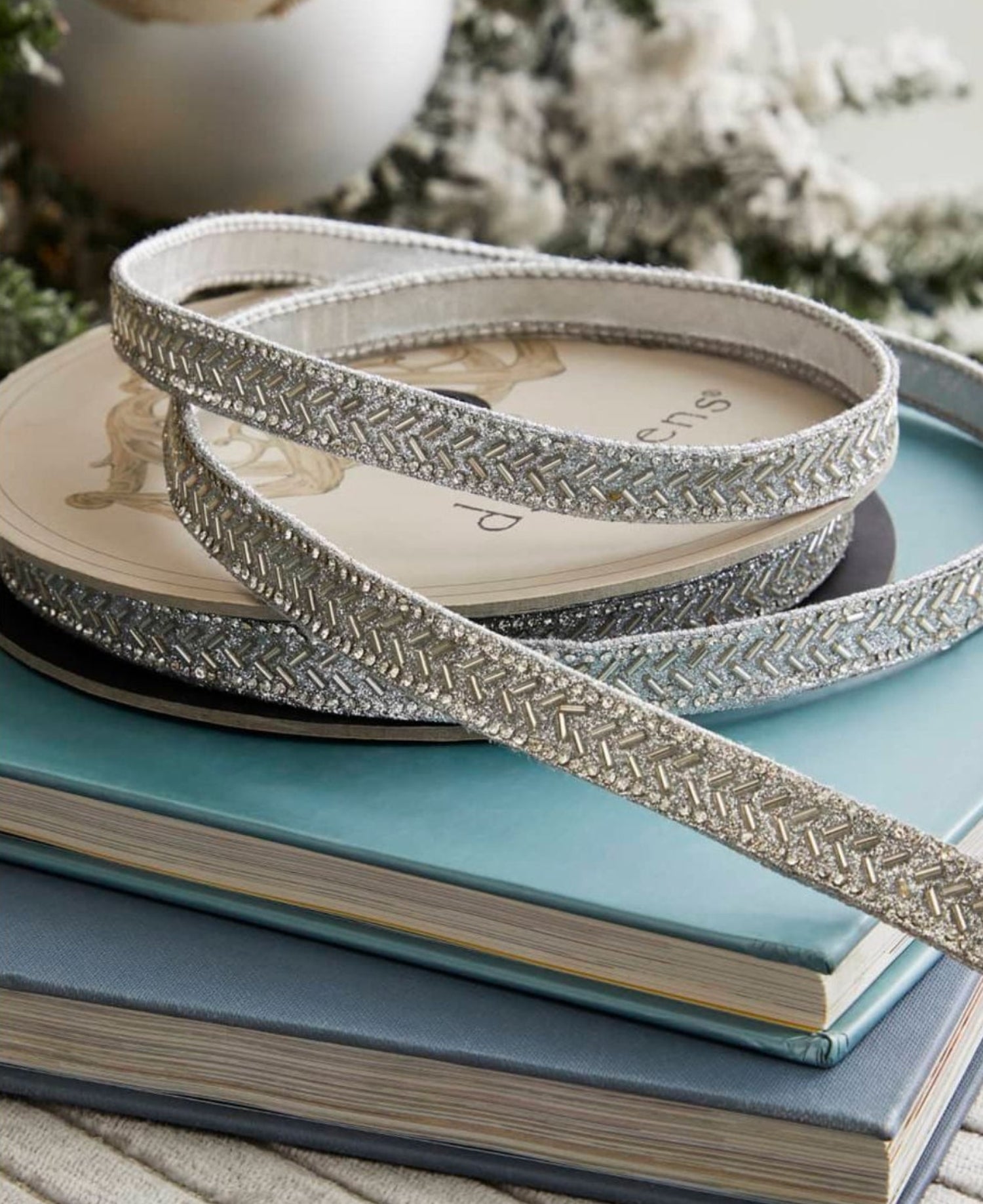 Shop For .5" Silver Bead Chevron Ribbon