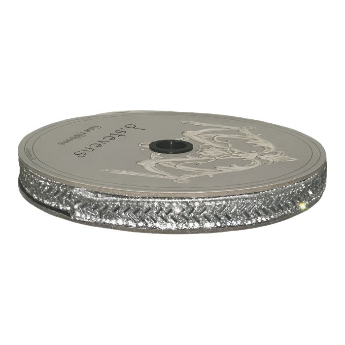 Shop For .5" Silver Bead Chevron Ribbon