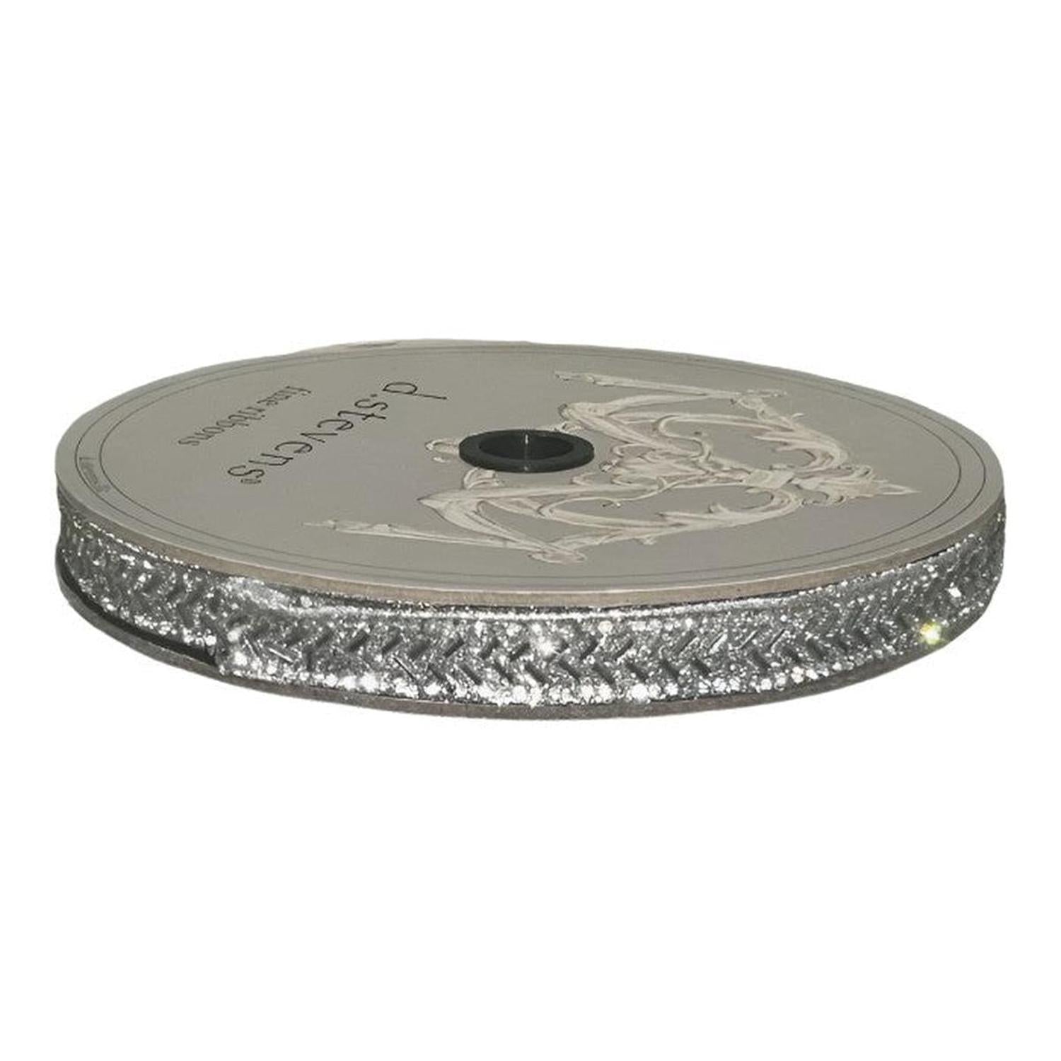 .5" Silver Bead Chevron Ribbon