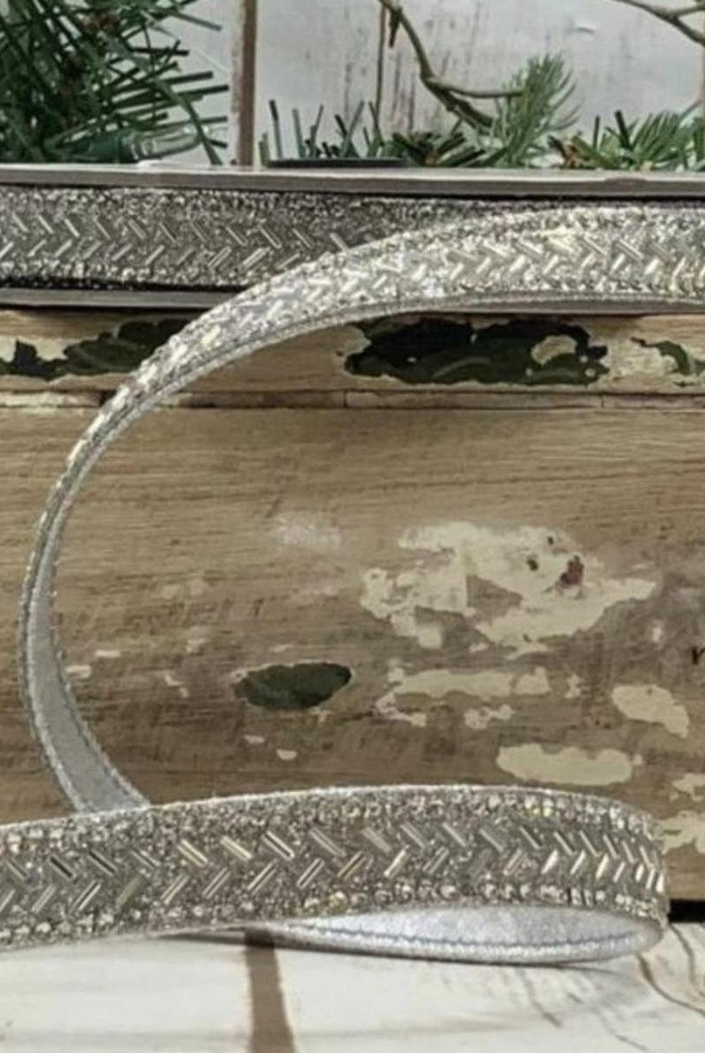 .5" Silver Bead Chevron Ribbon