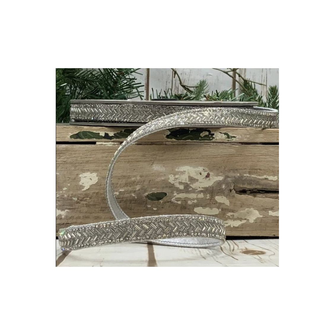 Shop For .5" Silver Bead Chevron Ribbon