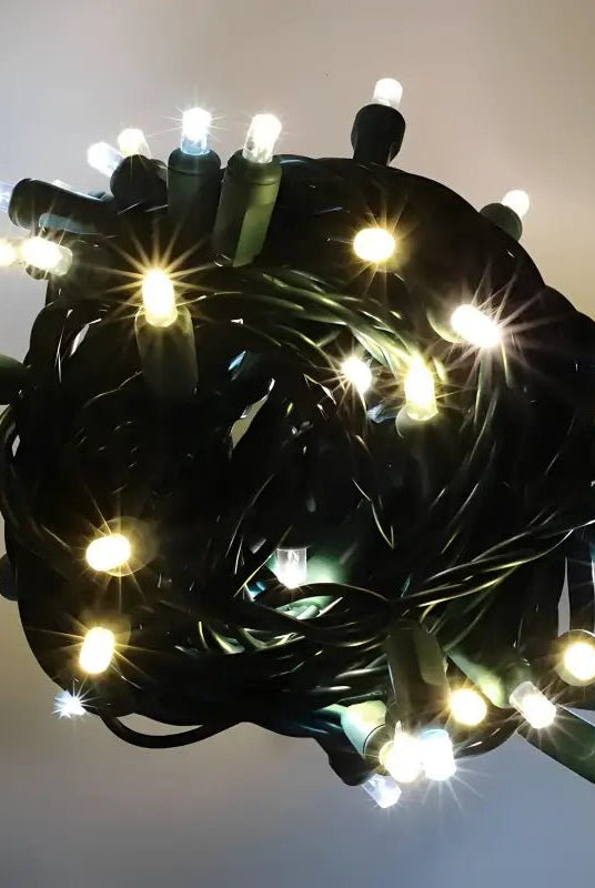 Shop For 50 5mm Champagne Warm White, Pure White, Cool White LED Christmas Lights, 6" Spacing