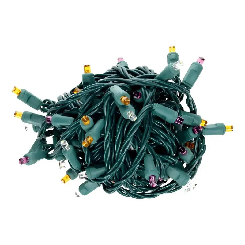 Shop For 50 5mm ColorSplash Halloween Purple, Cool White, Orange LED Christmas Lights, 6" Spacing