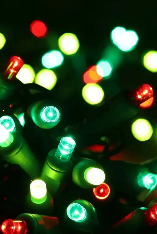 Shop For 50 5mm ColorSplash Holly Red, Green, Lime Green LED Christmas Lights, 6" Spacing