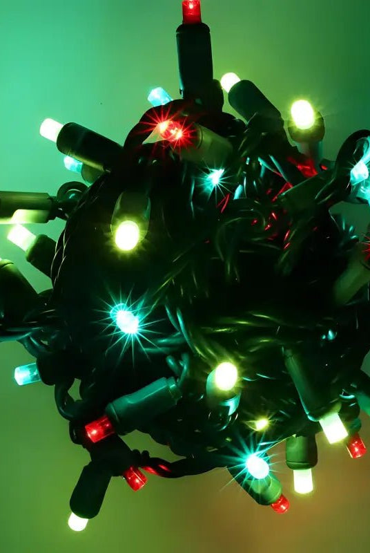 Shop For 50 5mm ColorSplash Holly Red, Green, Lime Green LED Christmas Lights, 6" Spacing