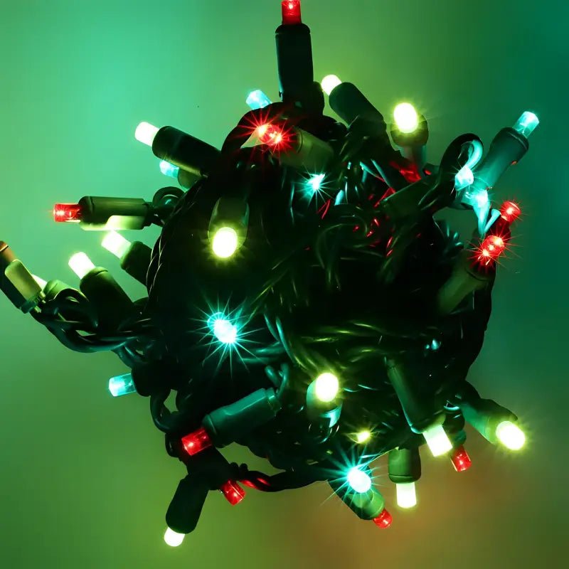 Shop For 50 5mm ColorSplash Holly Red, Green, Lime Green LED Christmas Lights, 6" Spacing